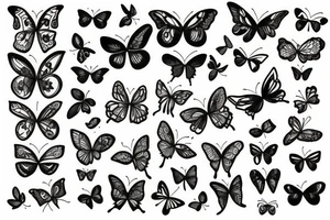 BUTTERFLIES and FLOWERS tattoo idea