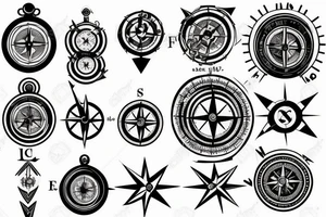 broken compass tattoo idea