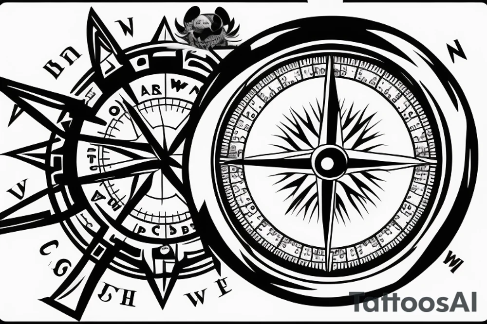 broken compass tattoo idea