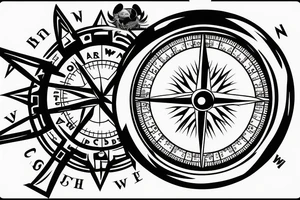 broken compass tattoo idea