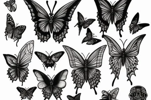 diogenes, butterfly, skulls, dark tattoo idea