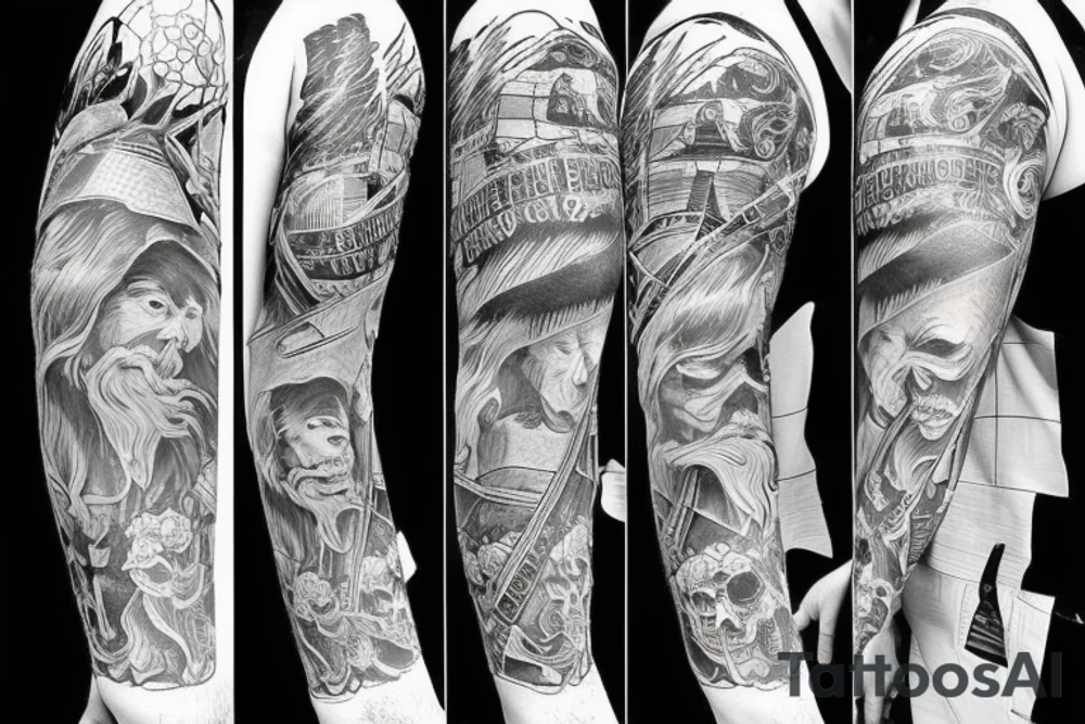 diogenes barrel, sleeve tattoo idea