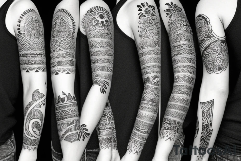 Sleeve tattoo with filipino design tattoo idea