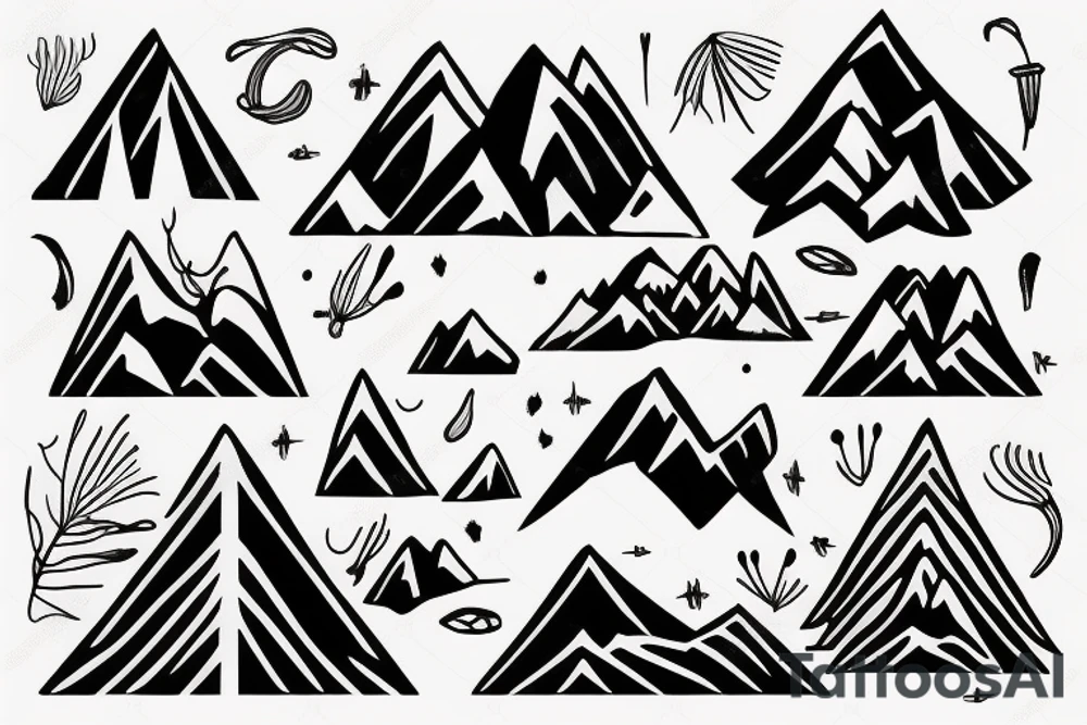 Minimalistic mountain range with 11 peaks tattoo idea