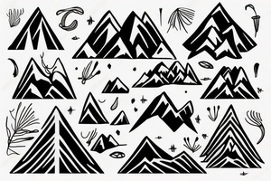 Minimalistic mountain range with 11 peaks tattoo idea