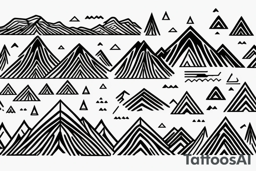 Minimalistic mountain range with 11 peaks tattoo idea