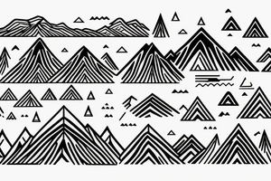 Minimalistic mountain range with 11 peaks tattoo idea