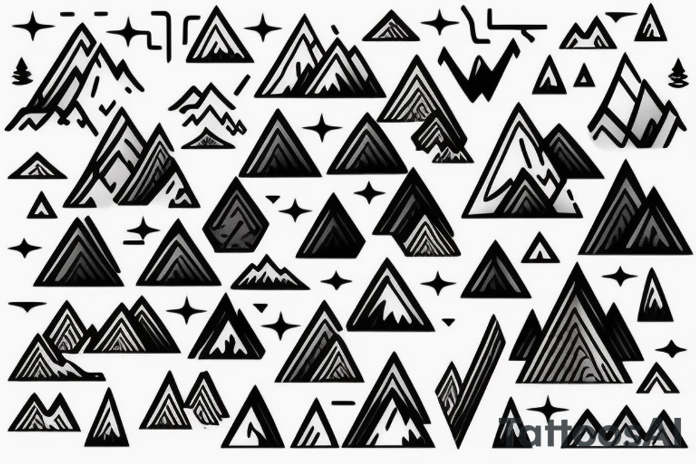 Minimalistic mountain range with 11 peaks tattoo idea