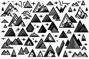 Minimalistic mountain range with 11 peaks tattoo idea