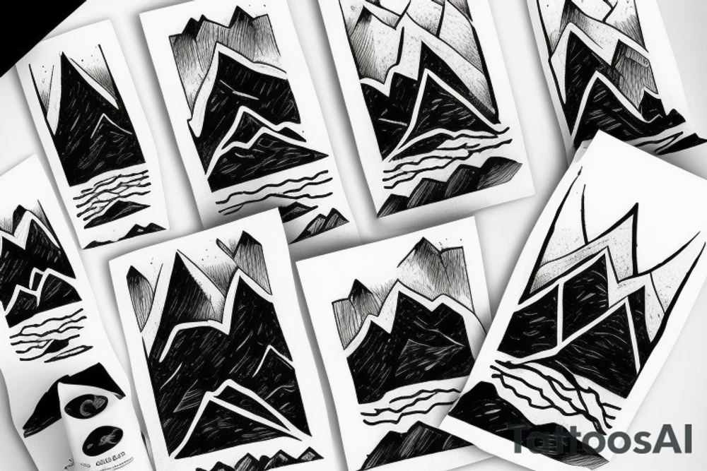 Minimalistic mountain range with 11 peaks tattoo idea