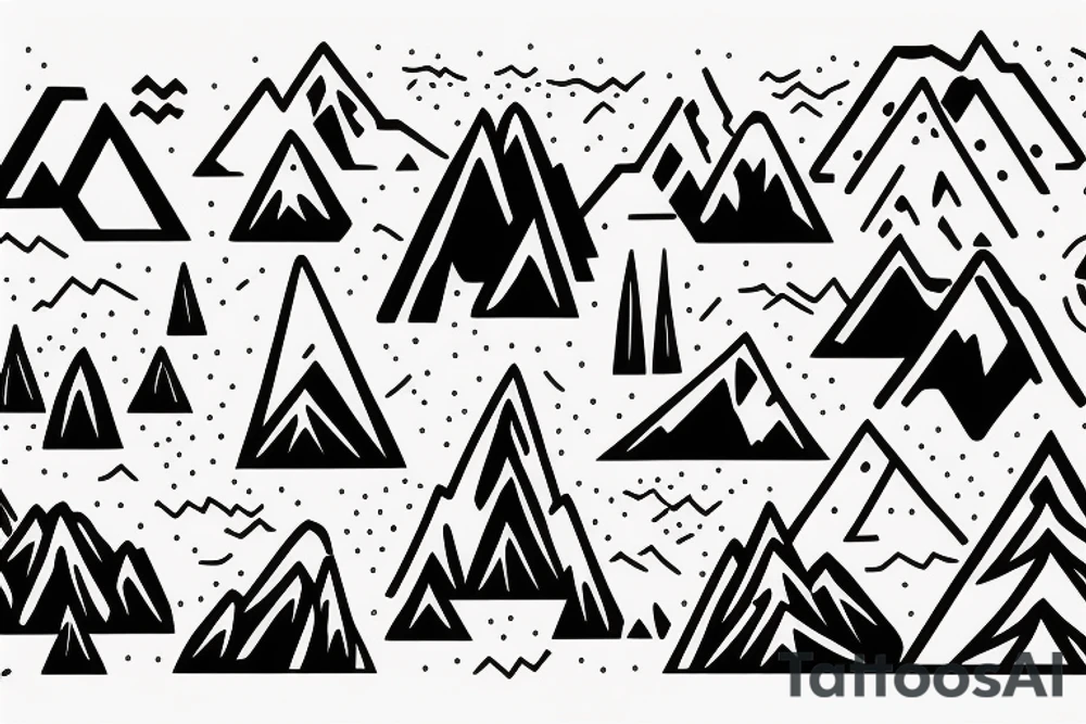 Minimalistic mountain range with 11 peaks tattoo idea