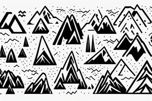 Minimalistic mountain range with 11 peaks tattoo idea