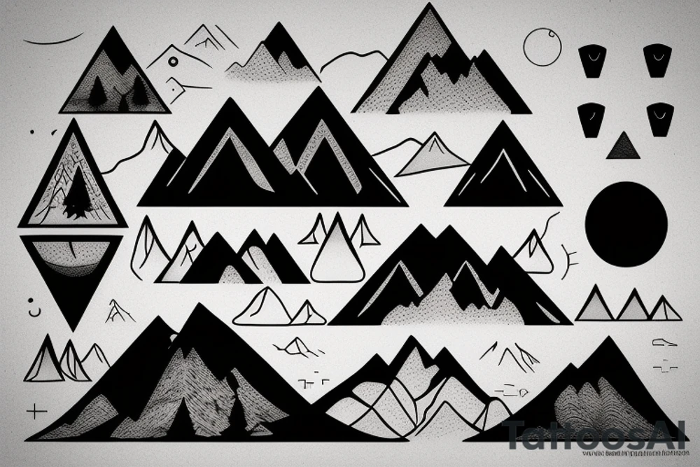 Minimalistic mountain range with 11 peaks tattoo idea