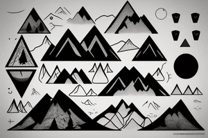 Minimalistic mountain range with 11 peaks tattoo idea