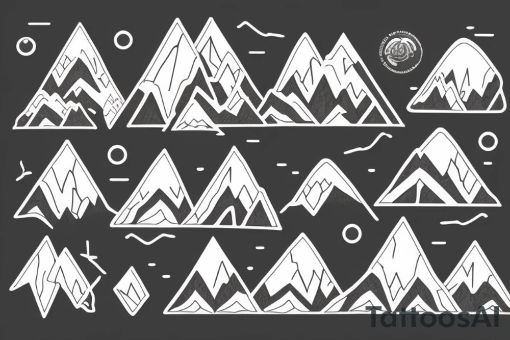 mountain range with 11 peaks tattoo idea