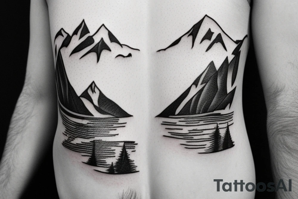 mountain range with 11 peaks tattoo idea