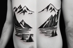 mountain range with 11 peaks tattoo idea