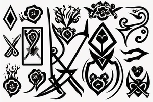 Sword with violets and fire tattoo idea