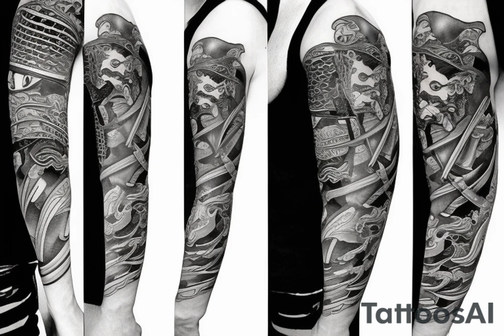 samurai wielding sword tattoo idea