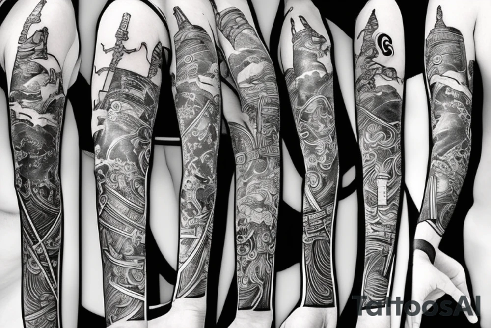 samurai wielding sword tattoo idea