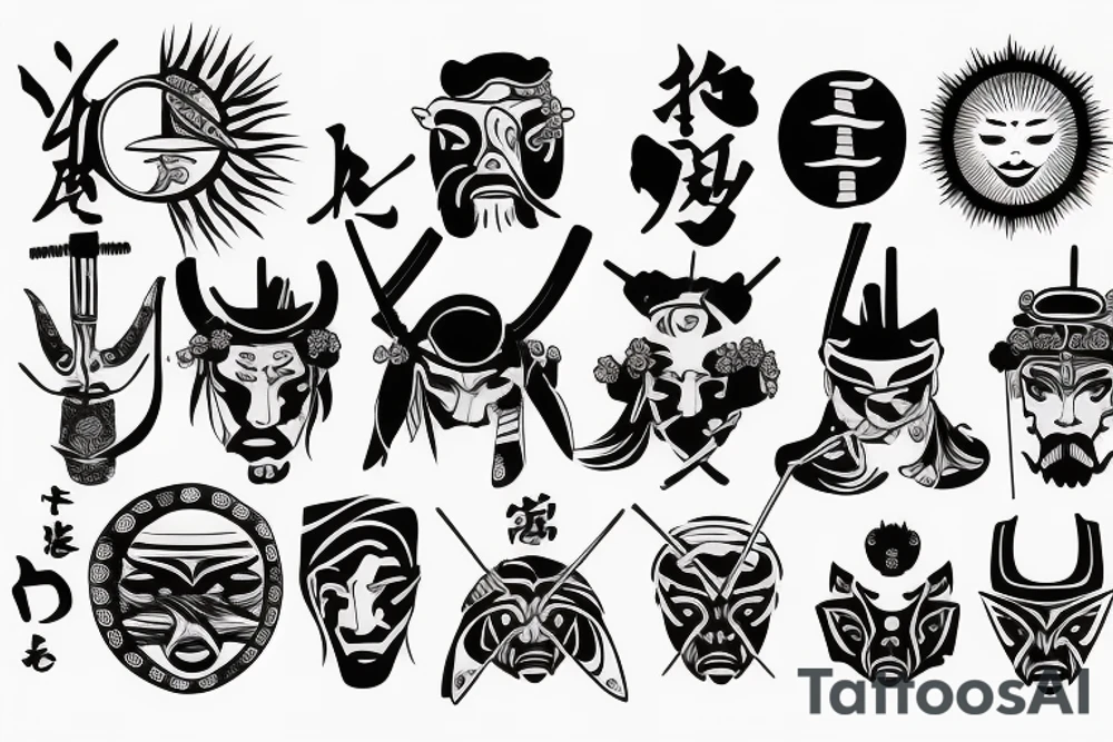 samurai with sun tattoo idea
