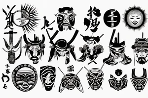 samurai with sun tattoo idea