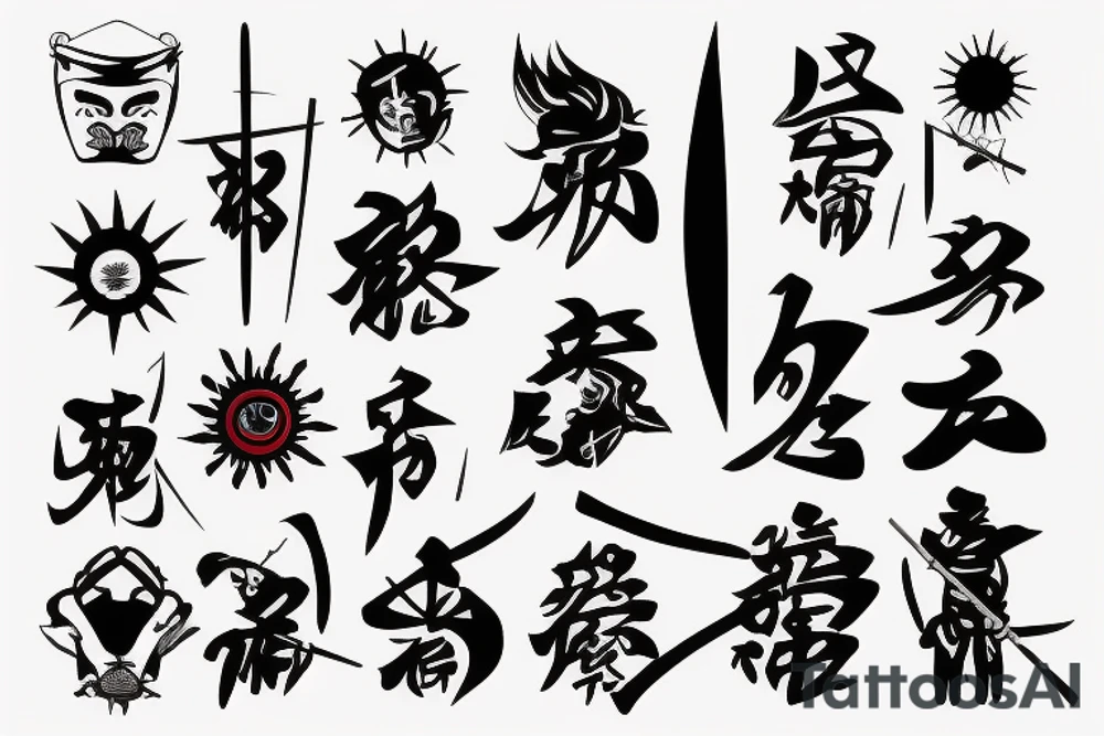 samurai with sun tattoo idea