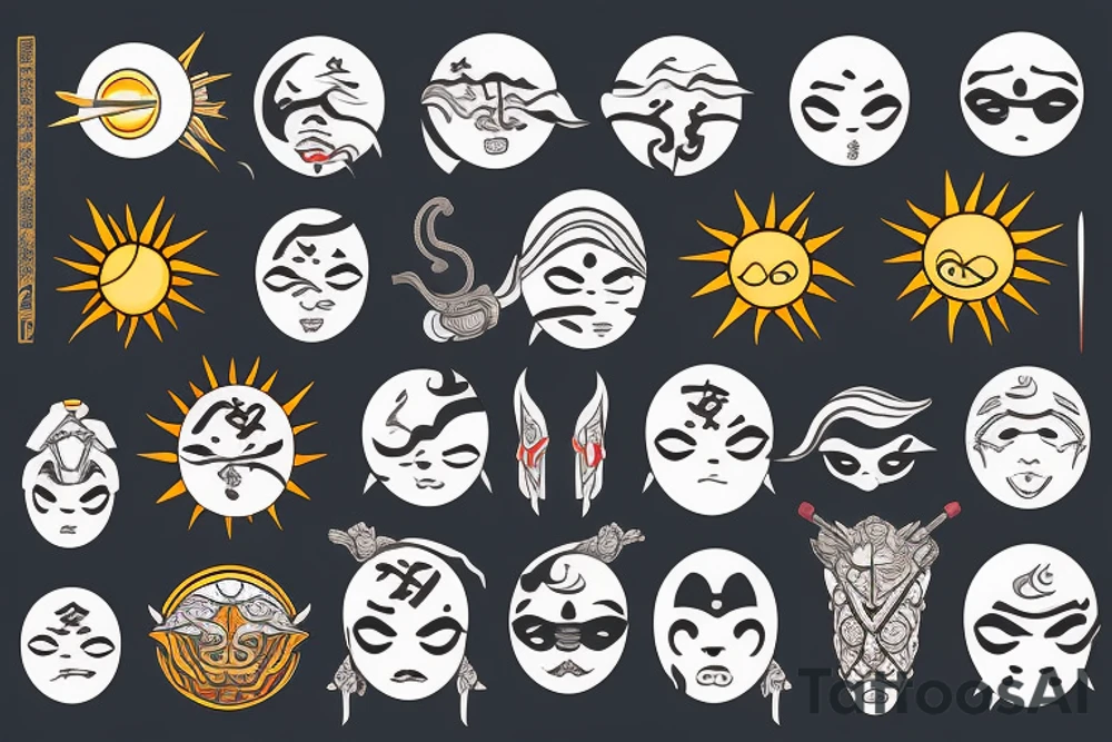samurai with sun tattoo idea