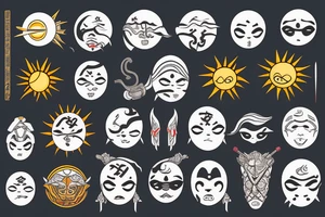 samurai with sun tattoo idea