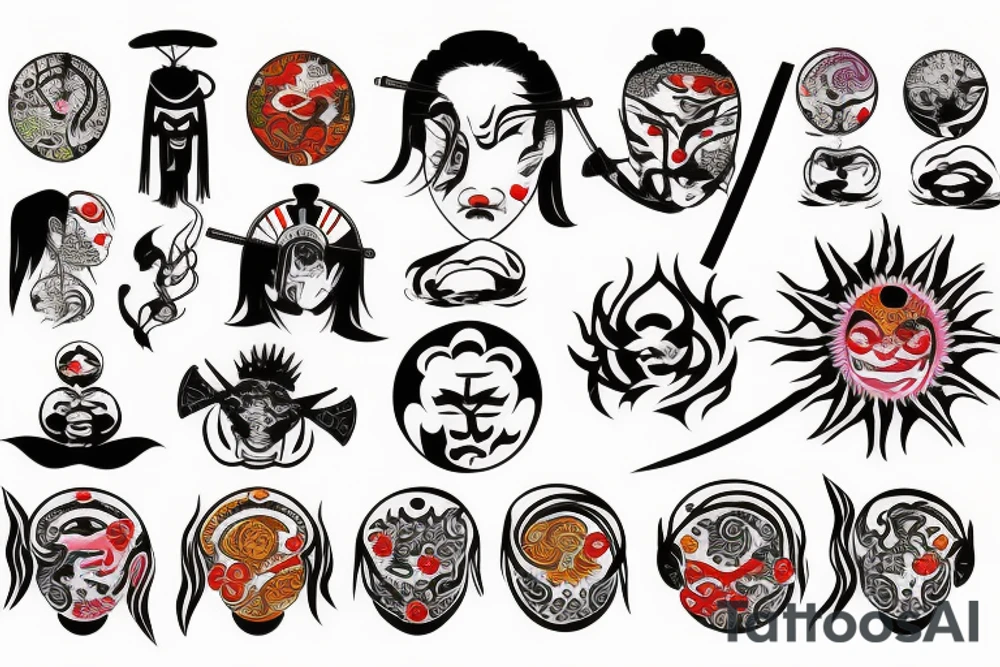 samurai with sun tattoo idea