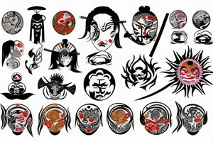 samurai with sun tattoo idea