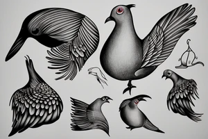 Pigeon in the style of salvador dali tattoo idea