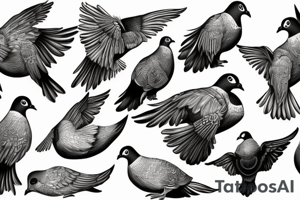 Pigeon in the style of salvador dali tattoo idea