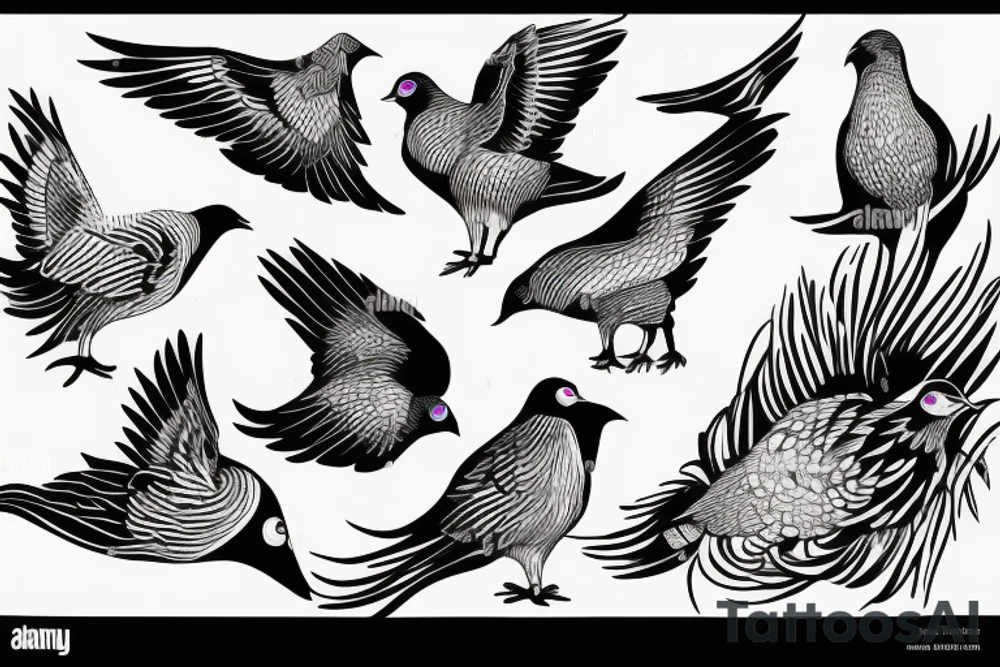 Pigeon in a two way illusion tattoo idea