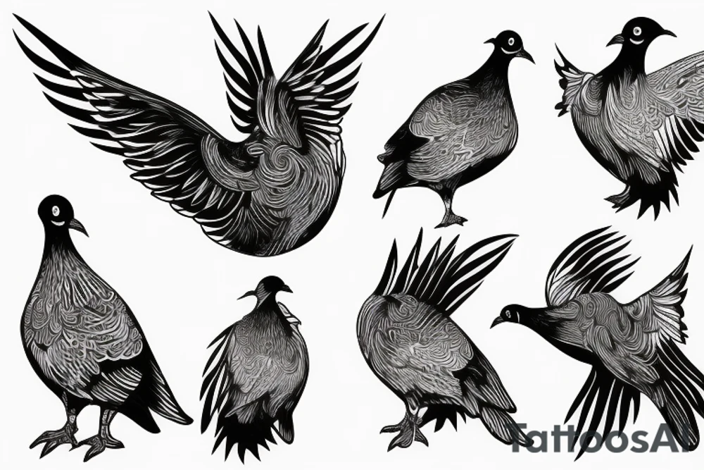 Pigeon in a two way illusion tattoo idea