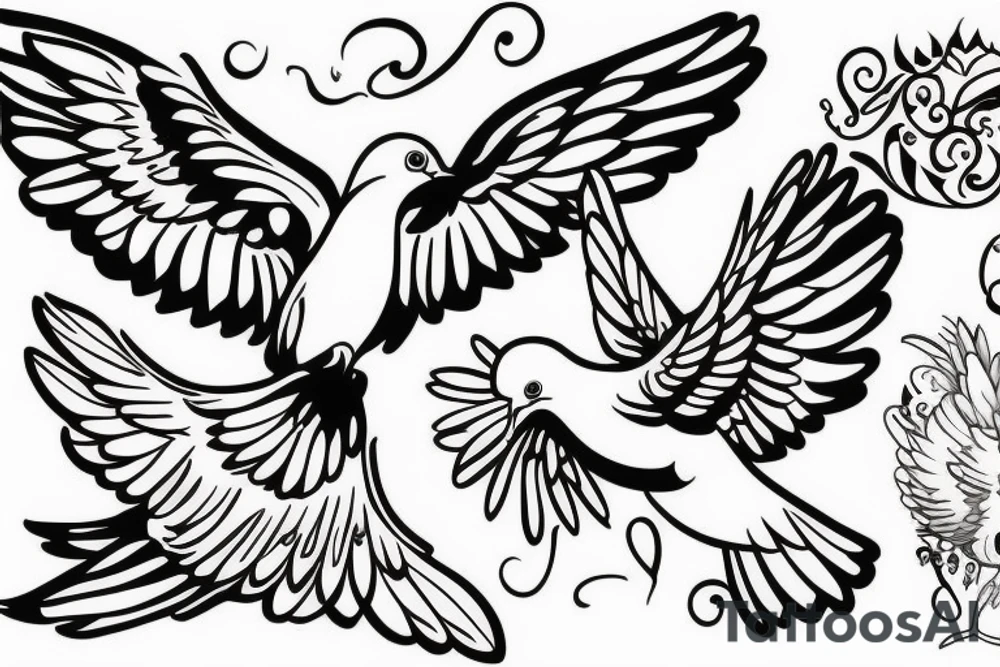 a dove coming down to land tattoo idea