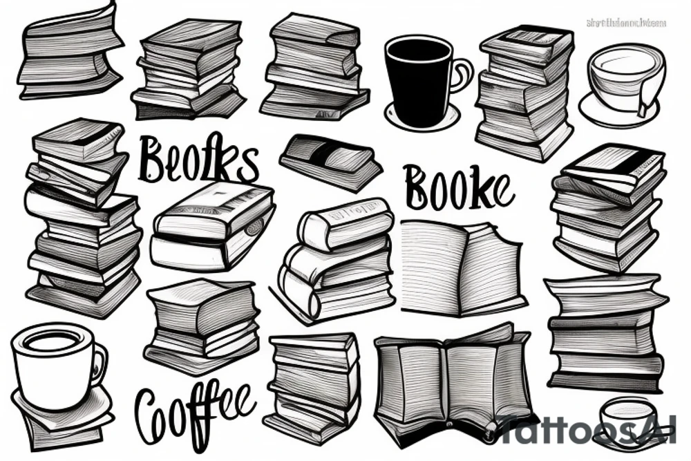books and coffee tattoo idea