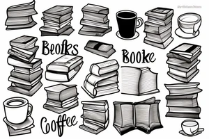 books and coffee tattoo idea