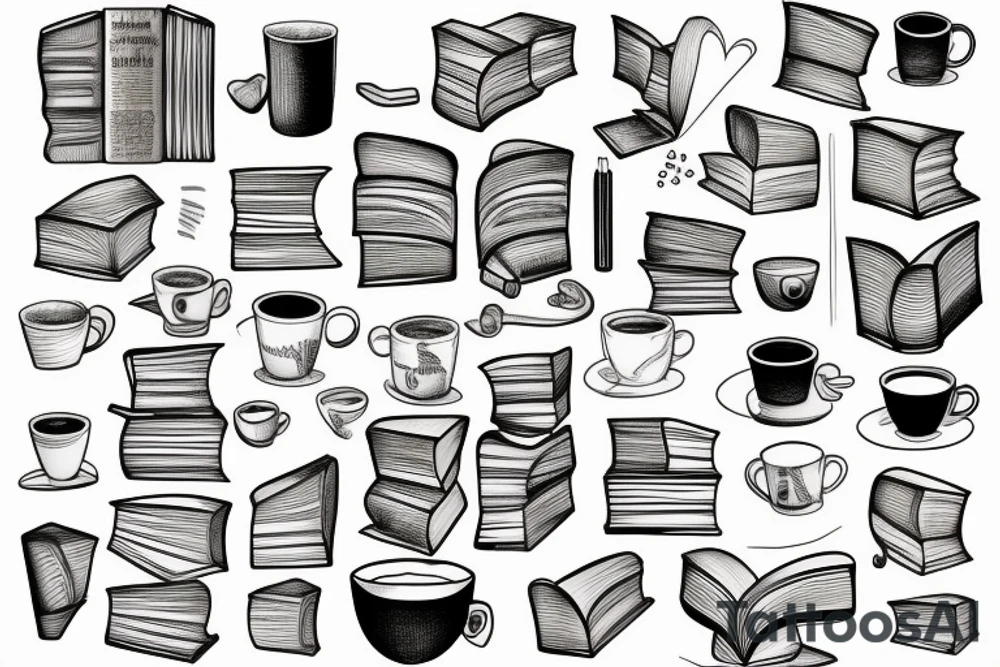 books and coffee tattoo idea