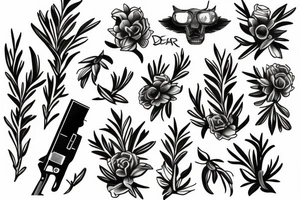 Dear, rosemary, gun tattoo idea