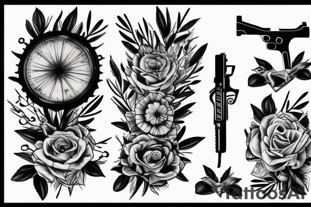 Dear, rosemary, gun tattoo idea
