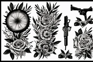 Dear, rosemary, gun tattoo idea