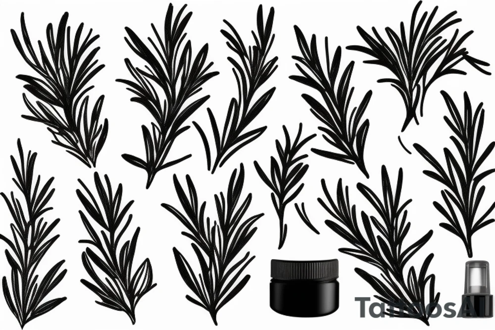 Dear head, rosemary leaf, gun tattoo idea