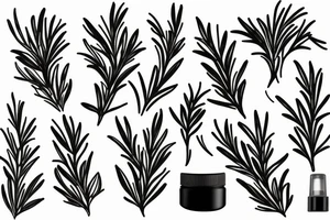 Dear head, rosemary leaf, gun tattoo idea