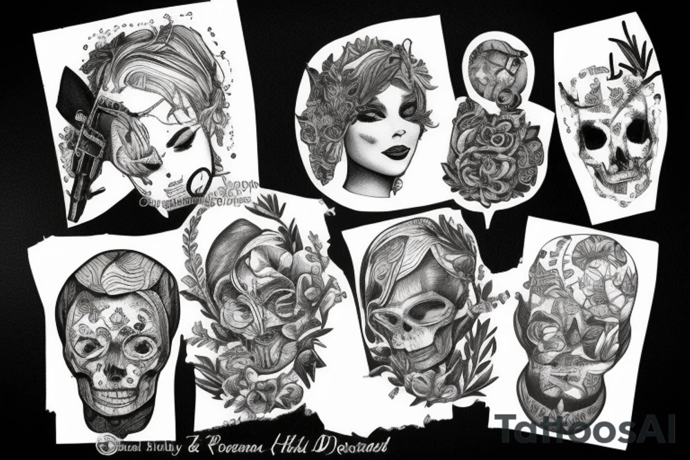 Dear head with rosemary holding a gun to his head tattoo idea