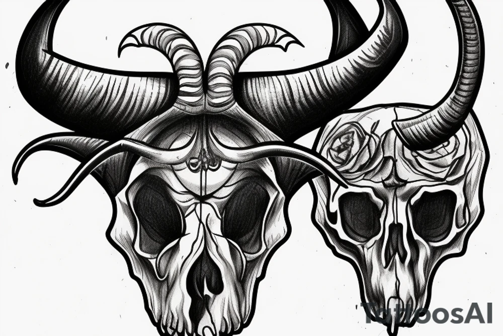 Big rams skull in the middle and poker hand tattoo idea
