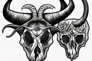 Big rams skull in the middle and poker hand tattoo idea