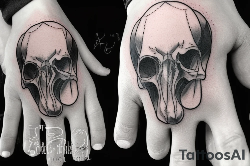 Big rams skull in the middle and poker hand tattoo idea