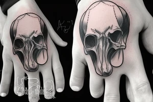 Big rams skull in the middle and poker hand tattoo idea