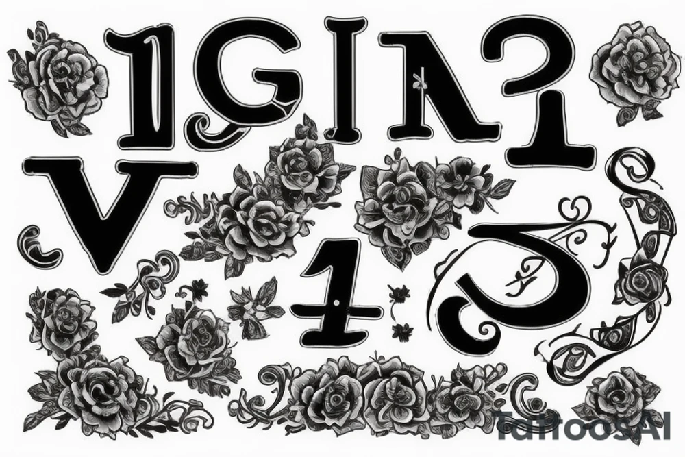 Letter A with 15-12-81 in it tattoo idea